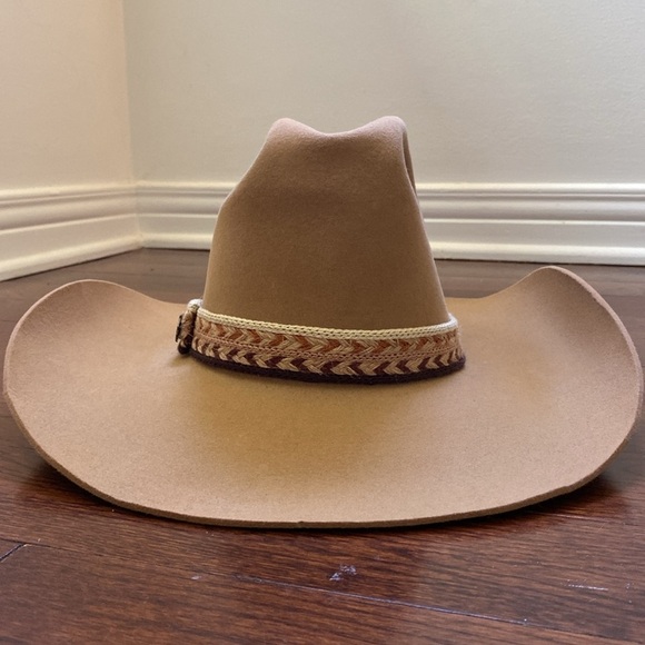 Resistol Pawnee Puma Western Hat Size 6 5/8 Tan Wool Felt Vintage Cowboy Hat - Picture 9 of 12
